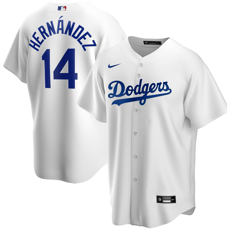 2020 MLB Men Los Angeles Dodgers Enrique Hernandez Nike White Home 2020 Replica Player Jersey 1